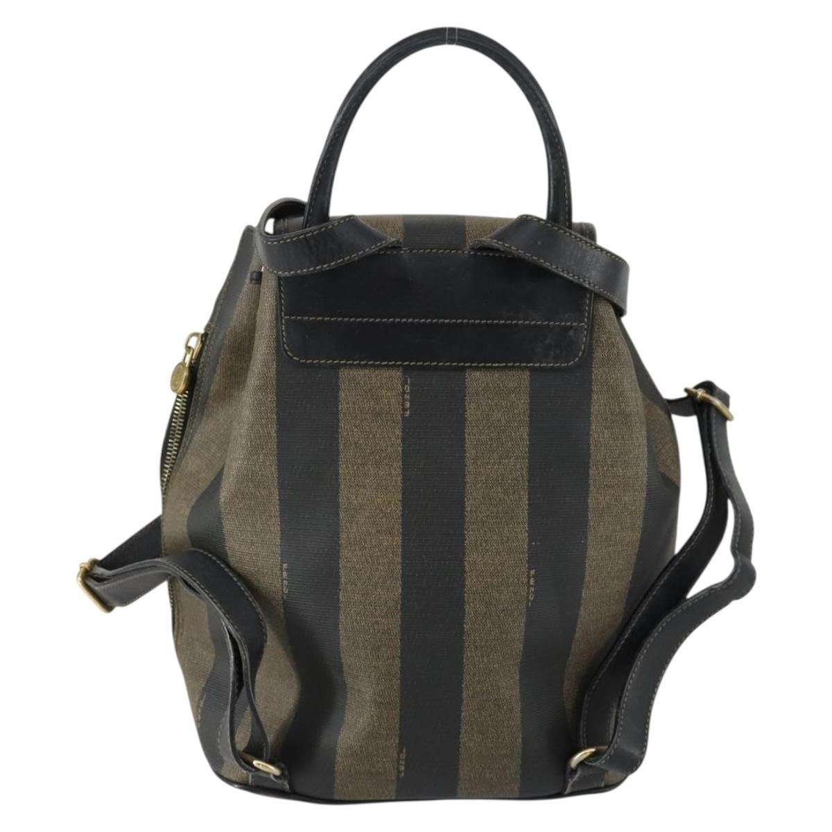 Fendi Pequin Front Pocket Backpack Coated Canvas, BROWN, PVC, Backpack