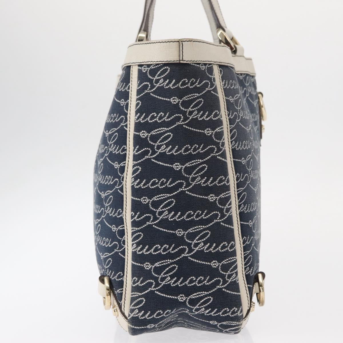 Gucci Abbey Tote GG Canvas with Leather, NAVY, CANVAS, Tote bag