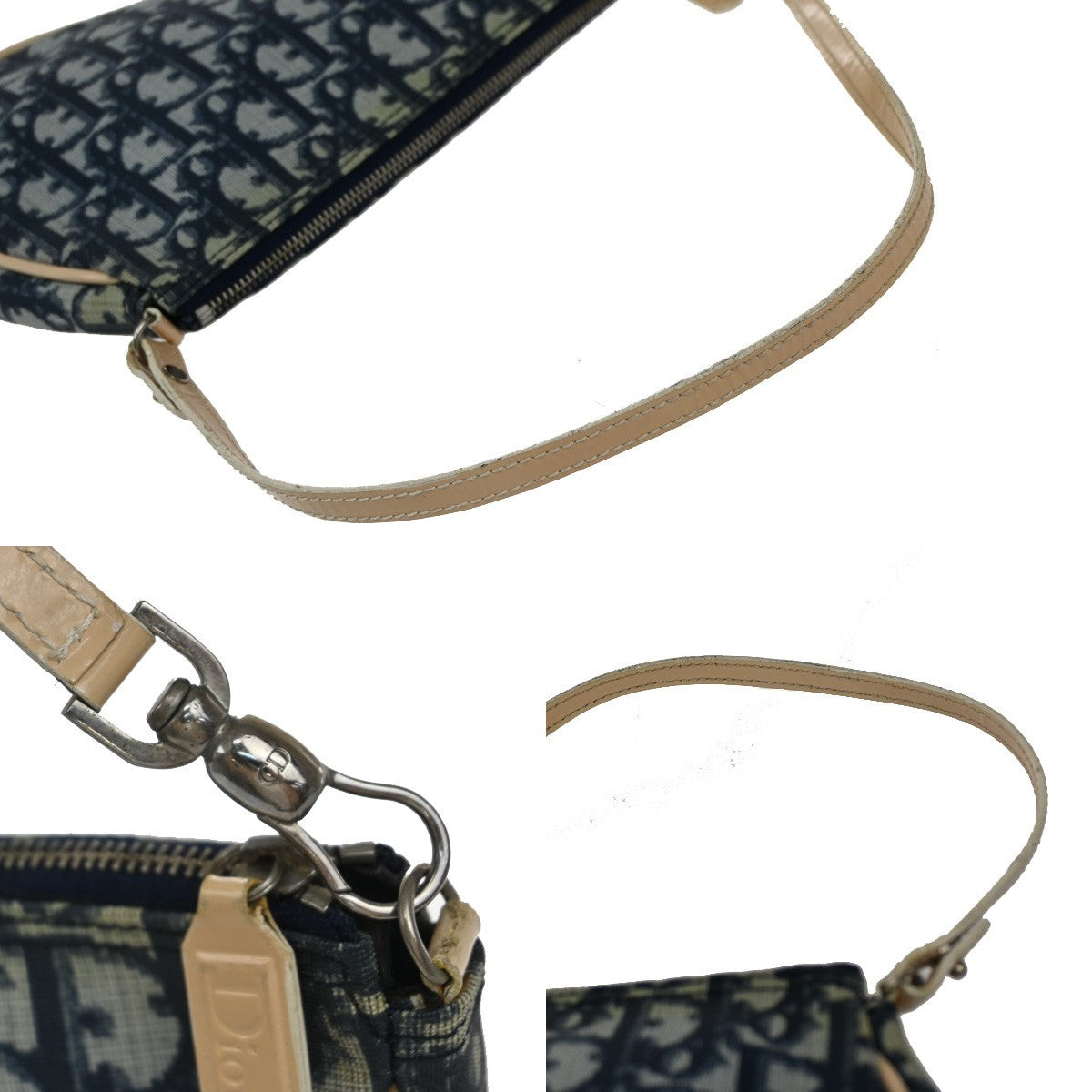 Christian Dior Vintage Saddle Bag Diorissimo Coated Canvas, BLUE, PVC, Shoulder bag