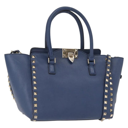 Valentino Garavani Rockstud Tote Rigid Leather, BLUE, LEATHER, Handbag