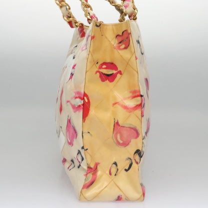 Chanel Vintage CC Chain Tote Printed patent leather, BEIGE, PATENT_LEATHER, Tote bag