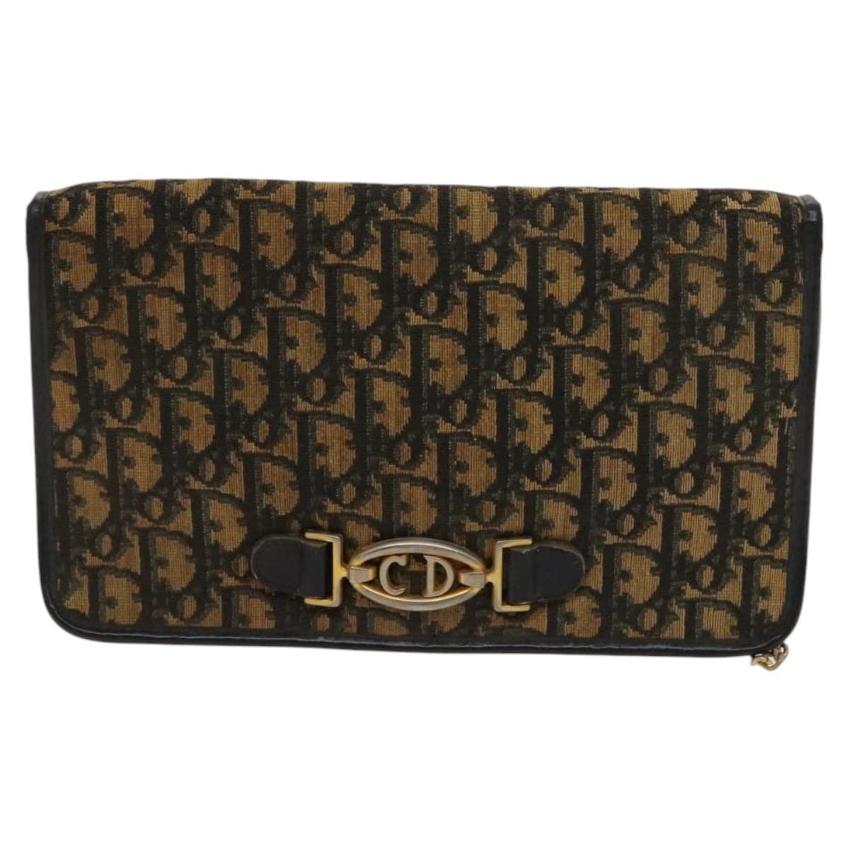 Christian Dior Vintage Trotter Shoulder Bag Canvas, BROWN, CANVAS, Shoulder bag