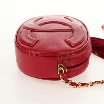 Chanel Vintage Oval CC Tassel Crossbody Bag Leather, RED, LEATHER, Shoulder bag