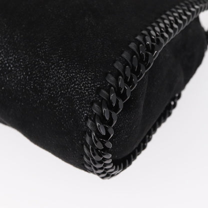 Stella McCartney Falabella Fold Over Bag Shaggy Deer, BLACK, POLYESTER, Shoulder bag