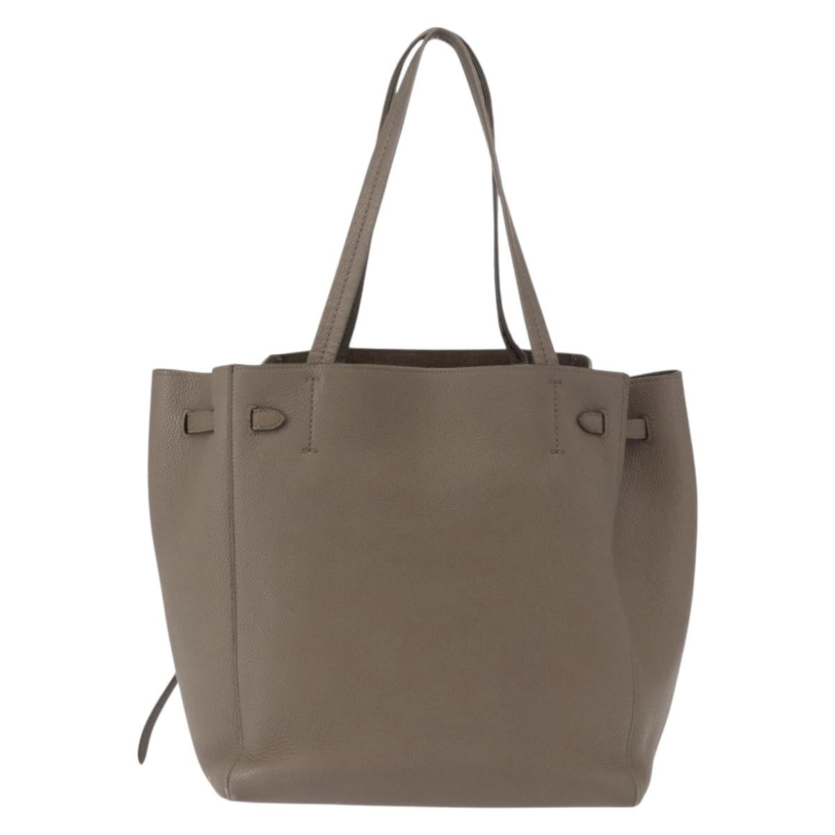 Celine Phantom Tie Cabas Tote Leather, GRAY, LEATHER, Tote bag
