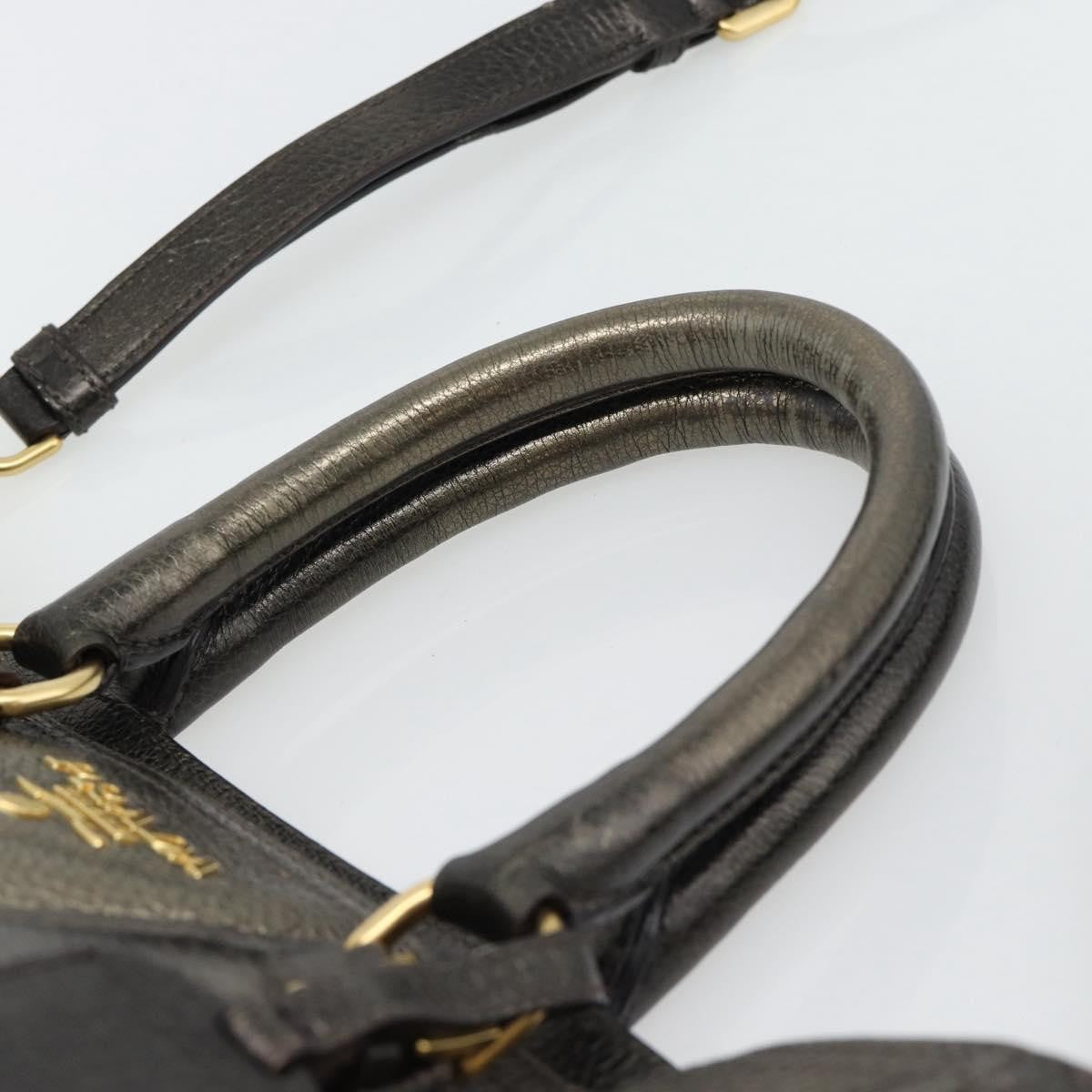 Prada Braided Handle Open Tote Vitello Daino, Gold, Leather, Tote Bag