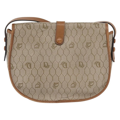 Christian Dior Vintage Honeycomb Shoulder Bag Canvas and Leather, BEIGE, CANVAS, Shoulder bag