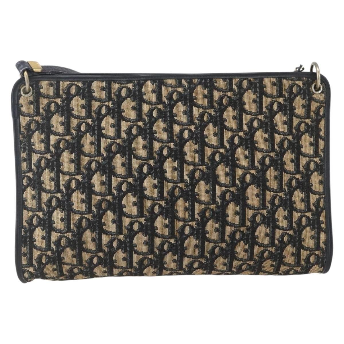 Christian Dior Vintage Trotter Shoulder Bag Canvas, NAVY, CANVAS, Shoulder bag