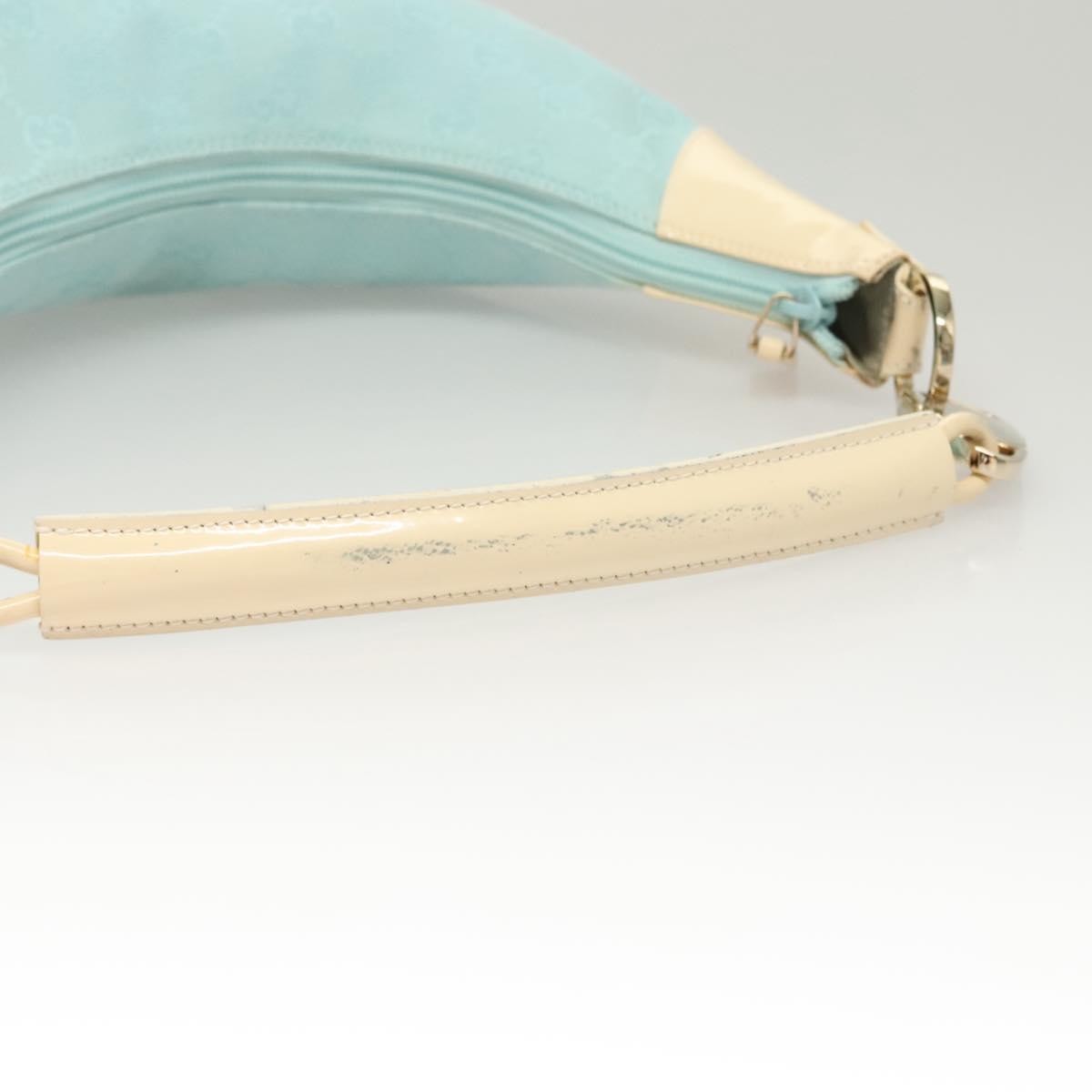 Gucci Vintage Zip Hobo GG Canvas and Patent, BLUE, CANVAS, Shoulder bag