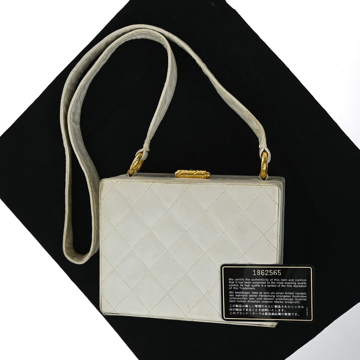 Chanel CC Logo Chain Handbag Canvas and Leather, ECRU, CALFSKIN, Handbag