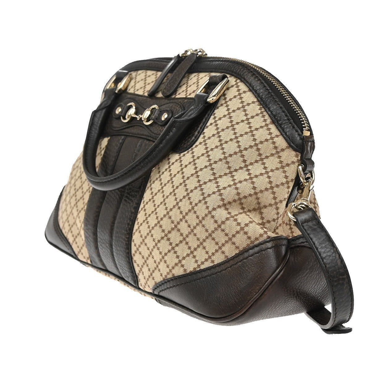 Gucci Vintage Wristlet Clutch Leather, BROWN, CANVAS, Clutche & pouche