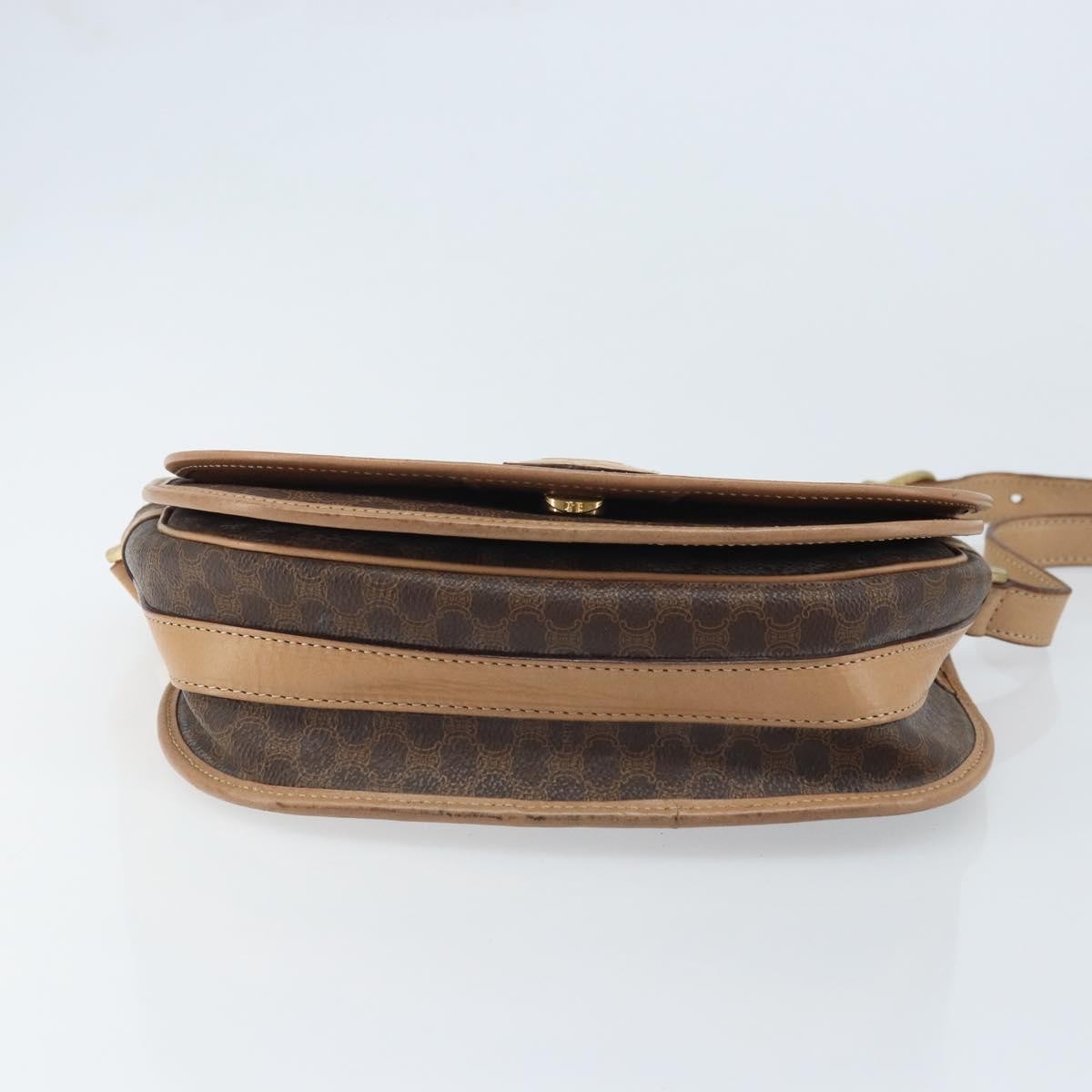 Celine Vintage Macadam Shoulder Bag Canvas and Leather, Brown, Canvas, Shoulder Bag