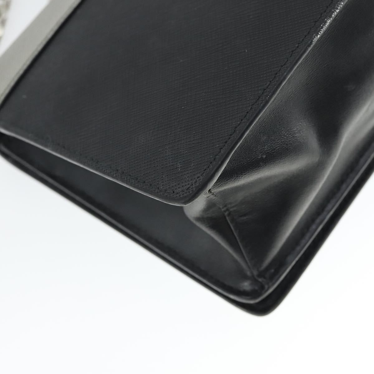 Prada Chain Flap Bag Saffiano Leather, SILVER, LEATHER, Shoulder bag