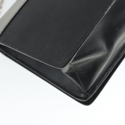 Prada Chain Flap Bag Saffiano Leather, SILVER, LEATHER, Shoulder bag