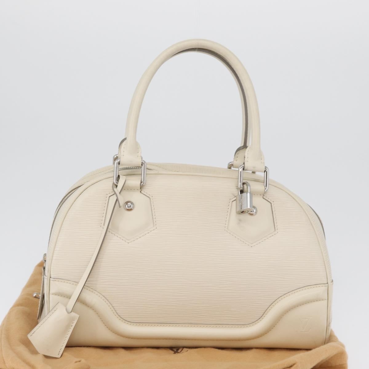 Louis Vuitton Montaigne Bowling Bag Epi Leather, WHITE, LEATHER, Handbag