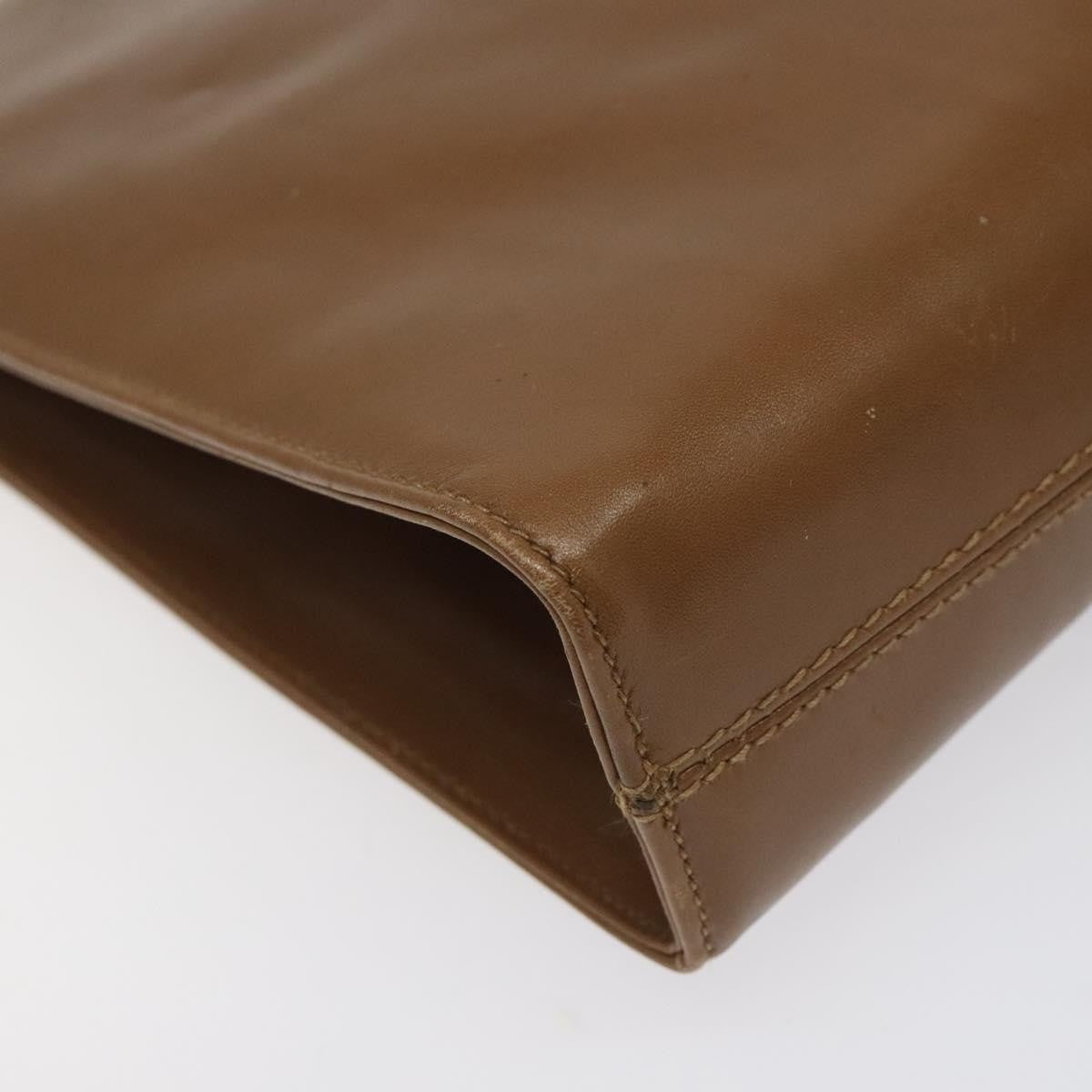 Salvatore Ferragamo Vintage Gancini Chain Shoulder Bag Leather, BROWN, LEATHER, Shoulder bag