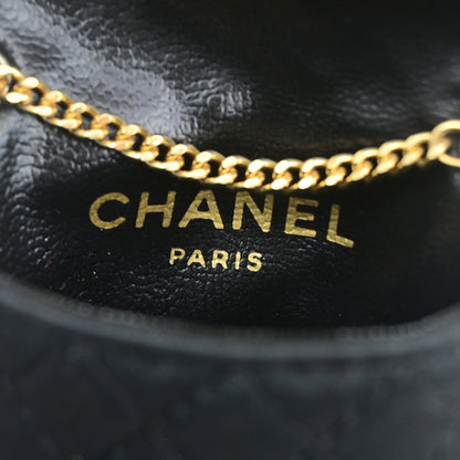 Chanel CC Logo Micro Matelasse Shoulder Bag Pouch Canvas, BLACK, CANVAS, Shoulder bag