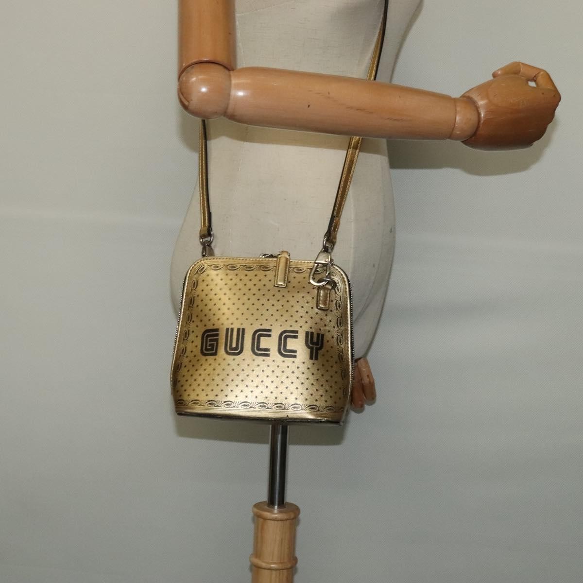 Gucci Dome Crossbody Bag Limited Edition Printed Leather, GOLD, LEATHER, Shoulder bag