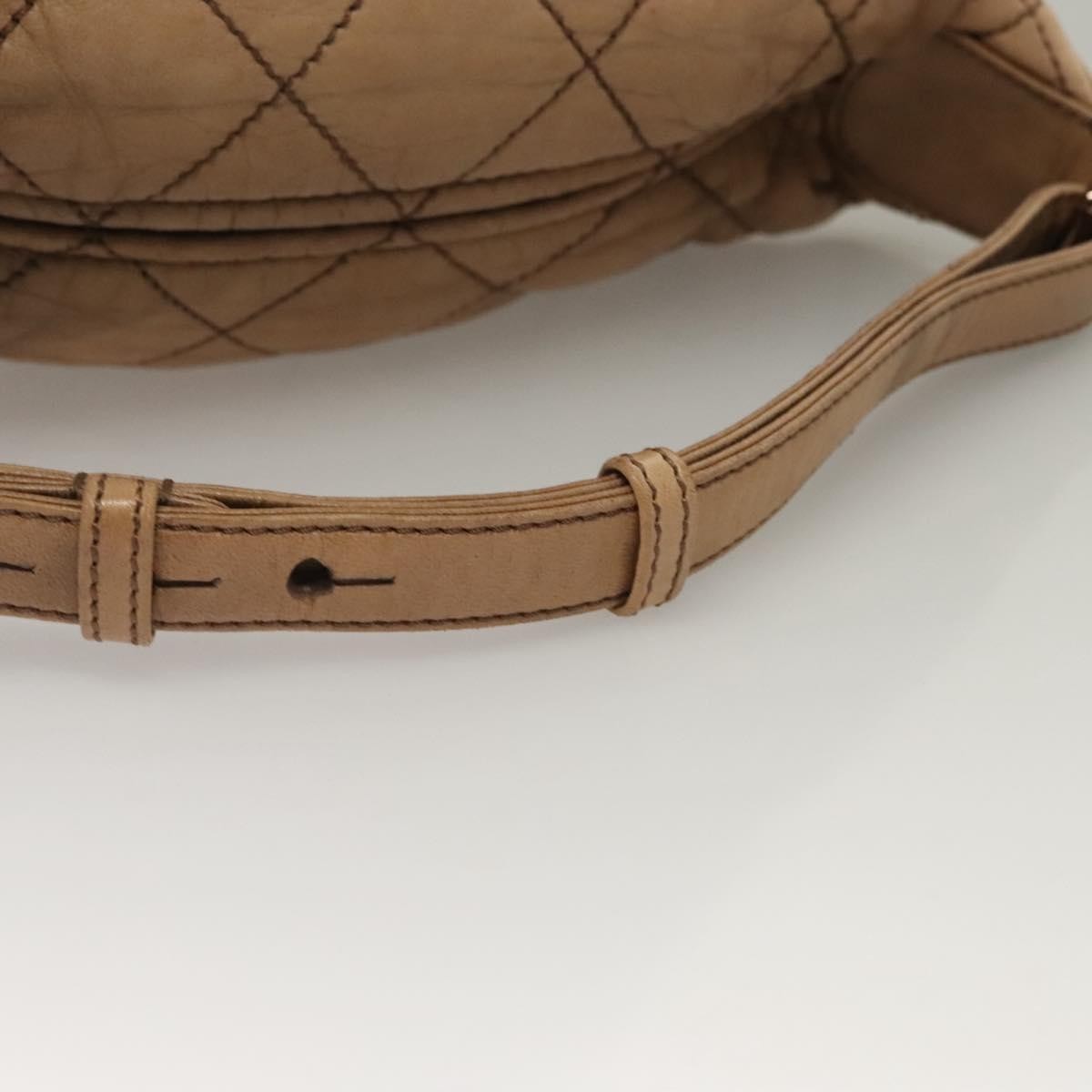 Chanel Vintage Wild Stitch Zip Shoulder Bag Quilted Lambskin, BROWN, LEATHER, Shoulder bag