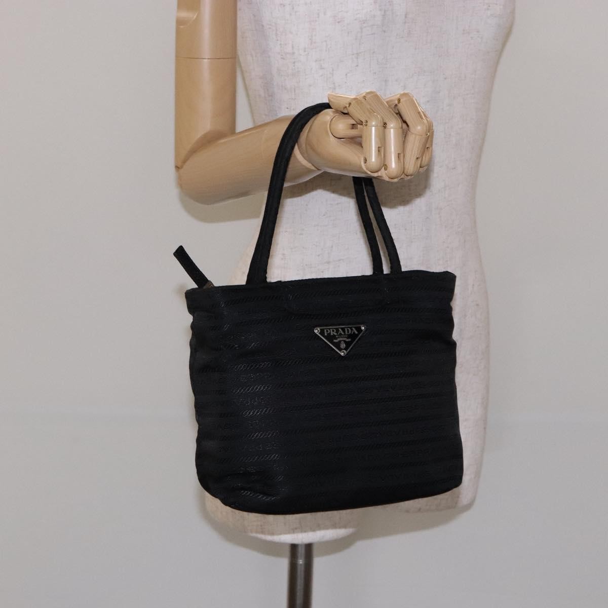 Prada Vintage Zip Handbag Tessuto, BLACK, NYLON, Handbag