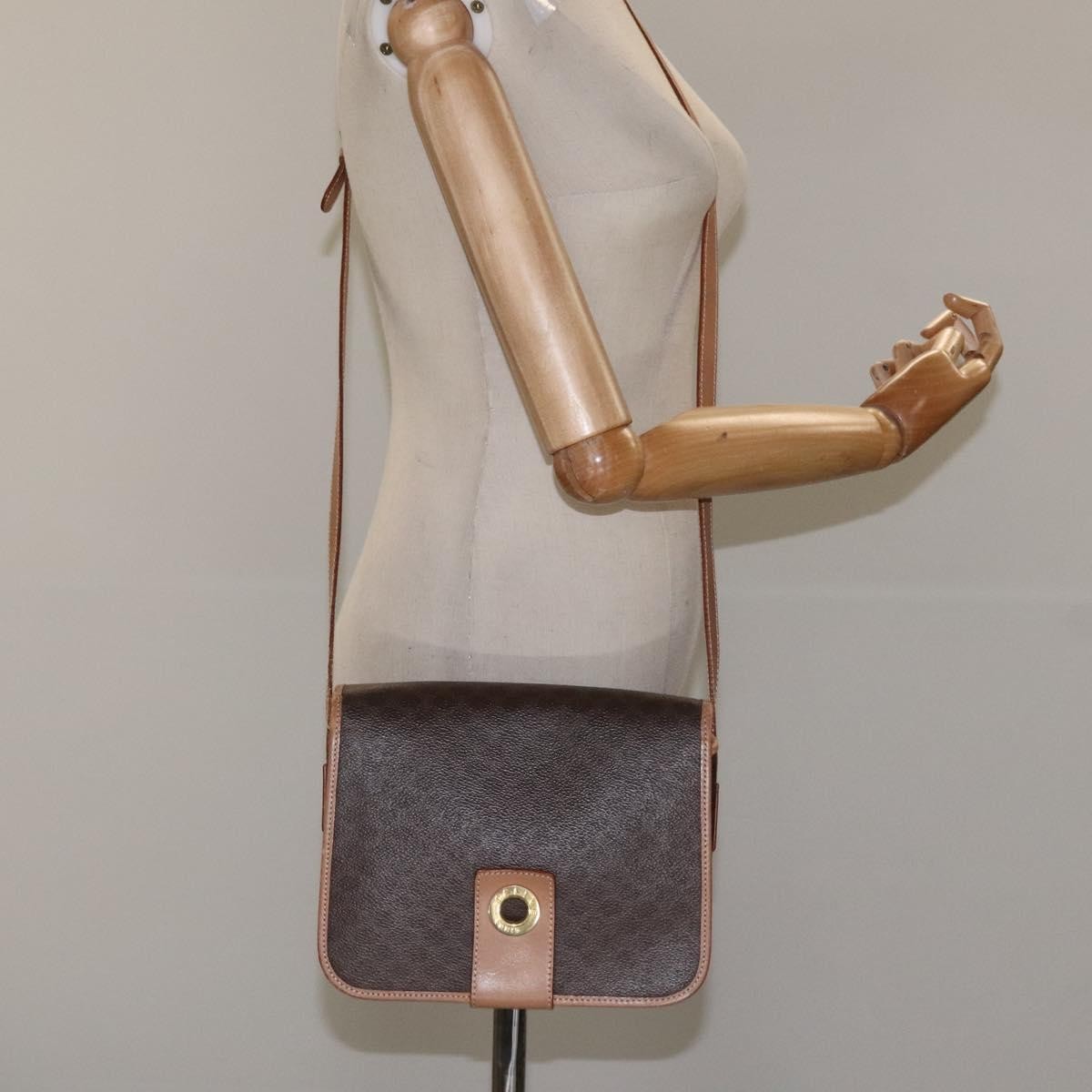 Celine Vintage Macadam Shoulder Bag Canvas and Leather, Brown, Canvas, Shoulder Bag