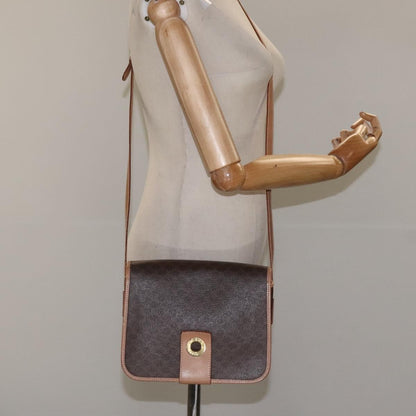 Celine Vintage Macadam Shoulder Bag Canvas and Leather, Brown, Canvas, Shoulder Bag
