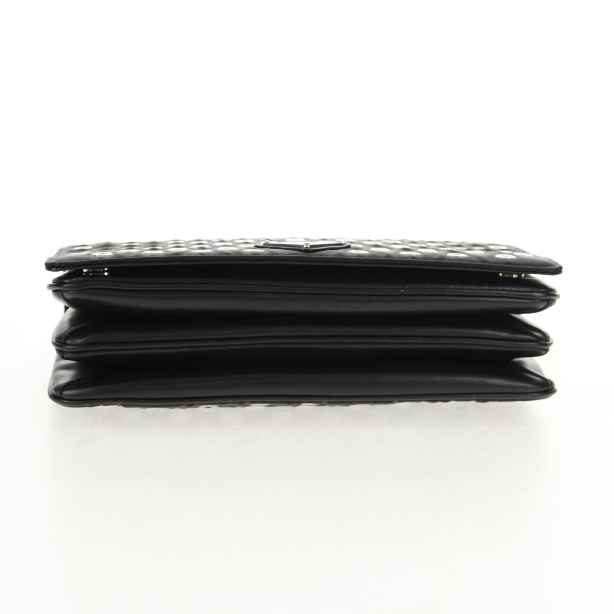 Prada Grommet Chain Flap Shoulder Bag Tessuto with Soft Calf, BLACK, NYLON, Shoulder bag