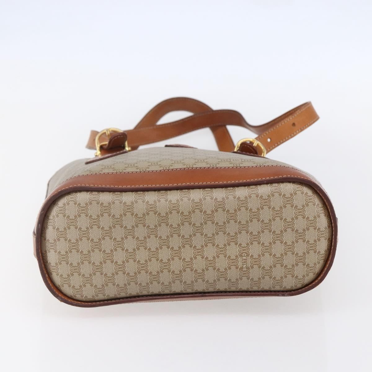 Celine Vintage Macadam Tote bag Canvas and Leather, BEIGE, CANVAS, Tote bag