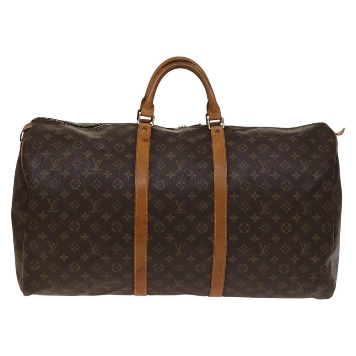 Louis Vuitton Keepall Bag Monogram Canvas, BROWN, CANVAS, Travel bag