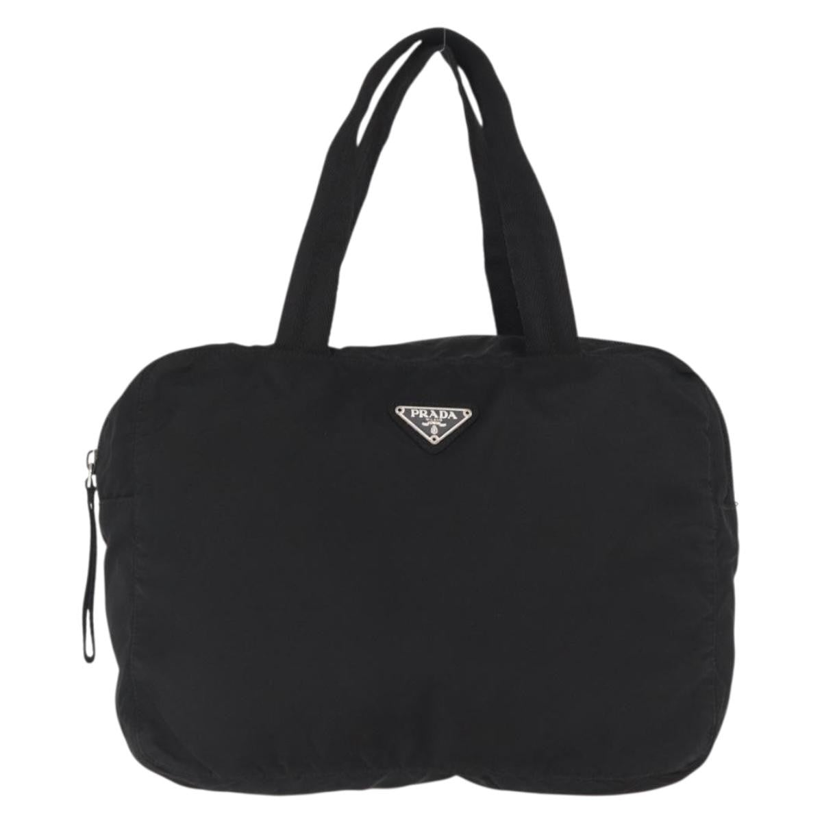 Prada Vintage Zip Handbag Tessuto, Black, Nylon, Handbag