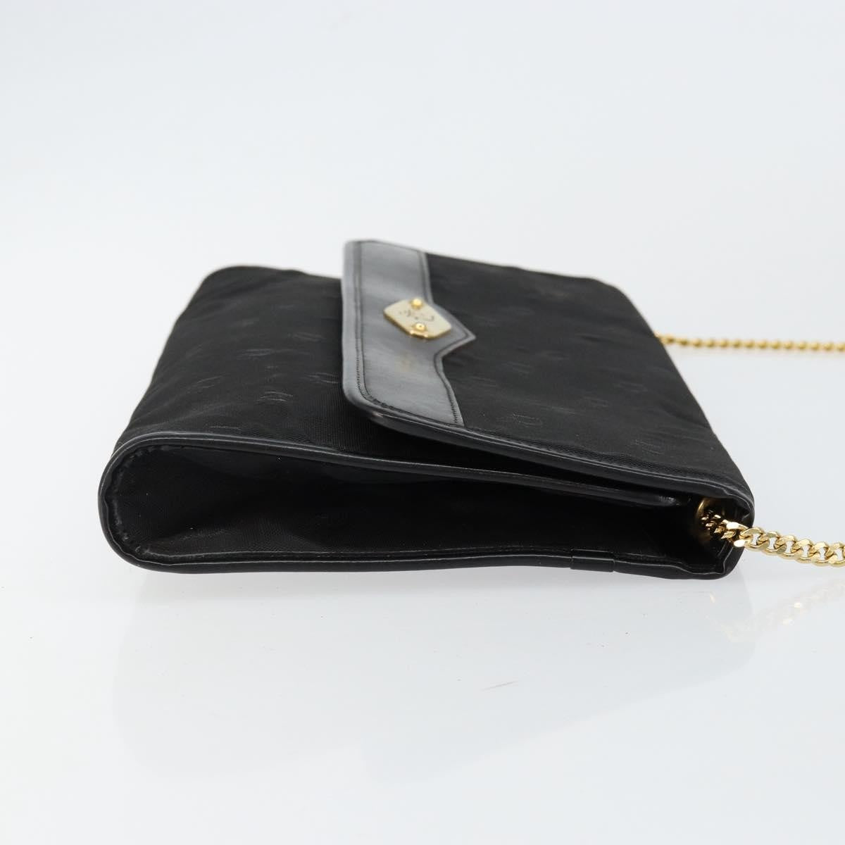 Christian Dior Vintage CD Chain Flap Shoulder Bag Diorissimo Canvas, Black, Nylon, Shoulder Bag