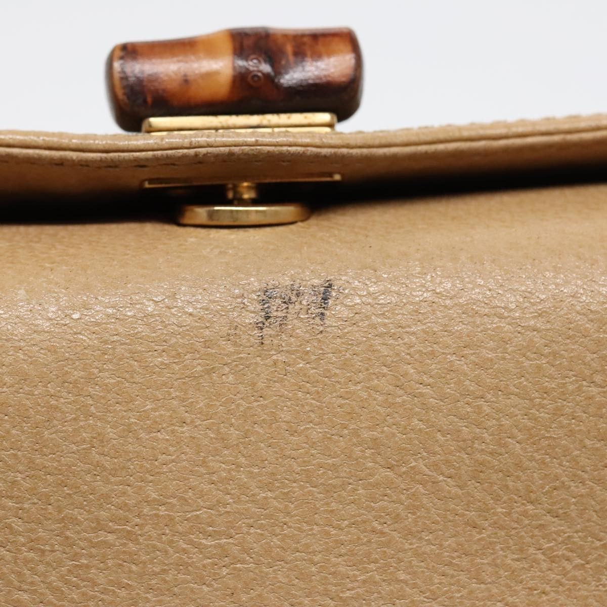 Gucci Vintage Convertible Bamboo Box Crossbody Bag Leather, Beige, Leather, Handbag