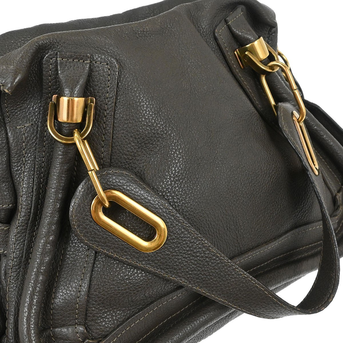 Chloe Paraty Top Handle Bag Leather, BROWN, LEATHER, Handbag