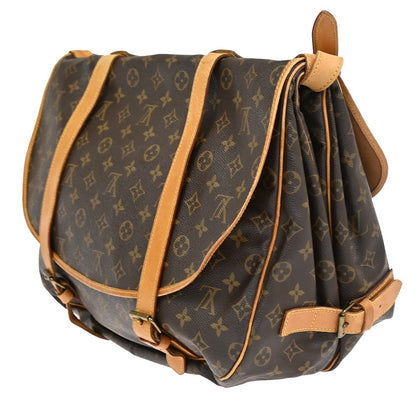 Louis Vuitton Saumur Handbag Monogram Canvas, Brown, Leather, Shoulder Bag
