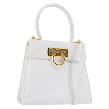 Salvatore Ferragamo Gancini Convertible Top Handle Bag Leather, WHITE, LEATHER, Handbag
