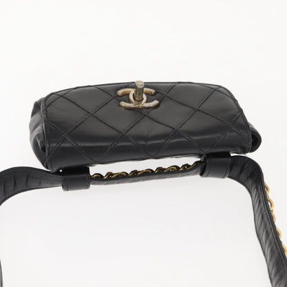 Chanel Vintage Flap Waist Bag Leather, BLACK, LEATHER, Clutche & pouche
