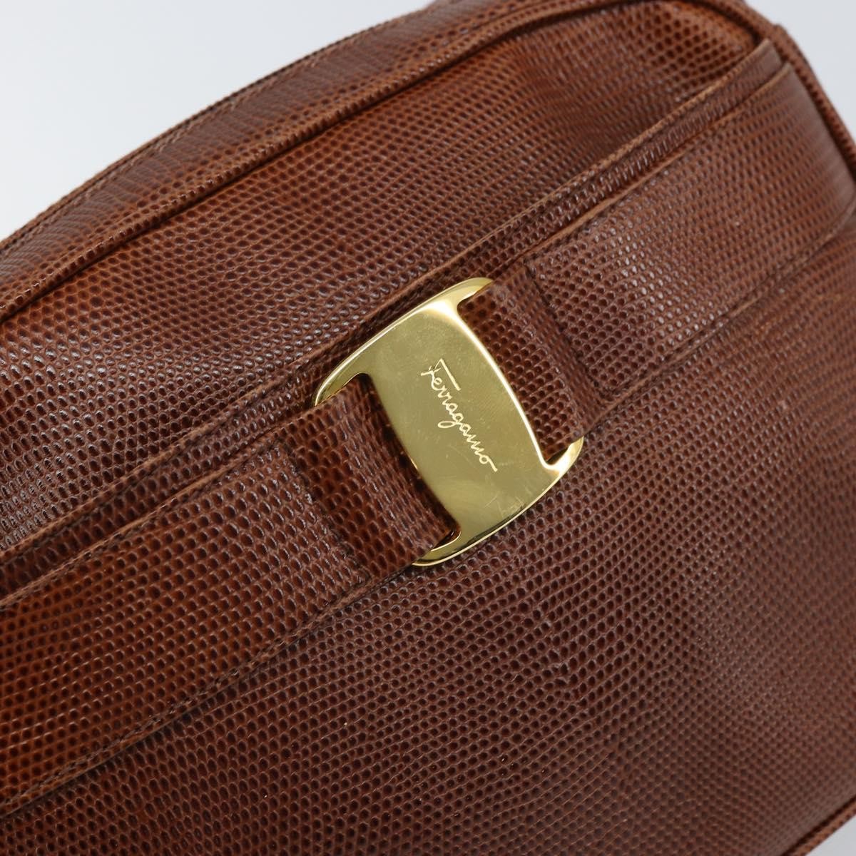 Salvatore Ferragamo Vara Bow camera Shoulder Bag Leather, BROWN, LEATHER, Shoulder bag