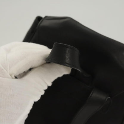 Salvatore Ferragamo Gancini Flap Drawstring Backpack Leather, BLACK, LEATHER, Backpack