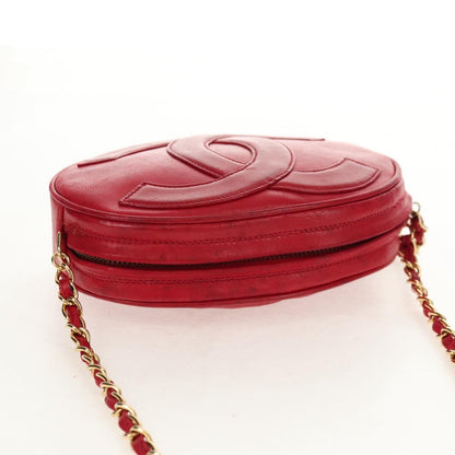 Chanel Vintage Oval CC Tassel Crossbody Bag Leather, RED, LEATHER, Shoulder bag