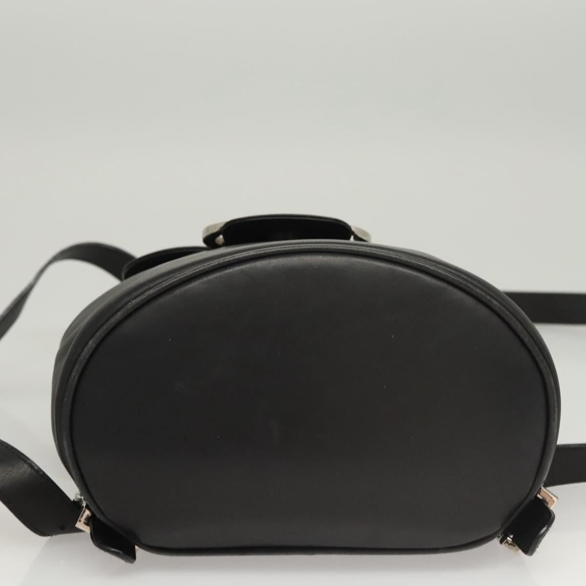 Salvatore Ferragamo Gancini Flap Drawstring Backpack Leather, BLACK, LEATHER, Backpack