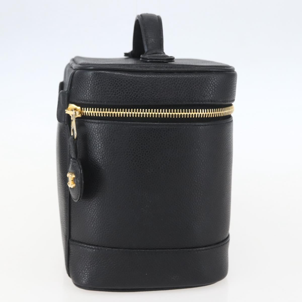 Chanel Vintage Timeless Cosmetic Case Caviar, BLACK, LEATHER, Clutche & pouche