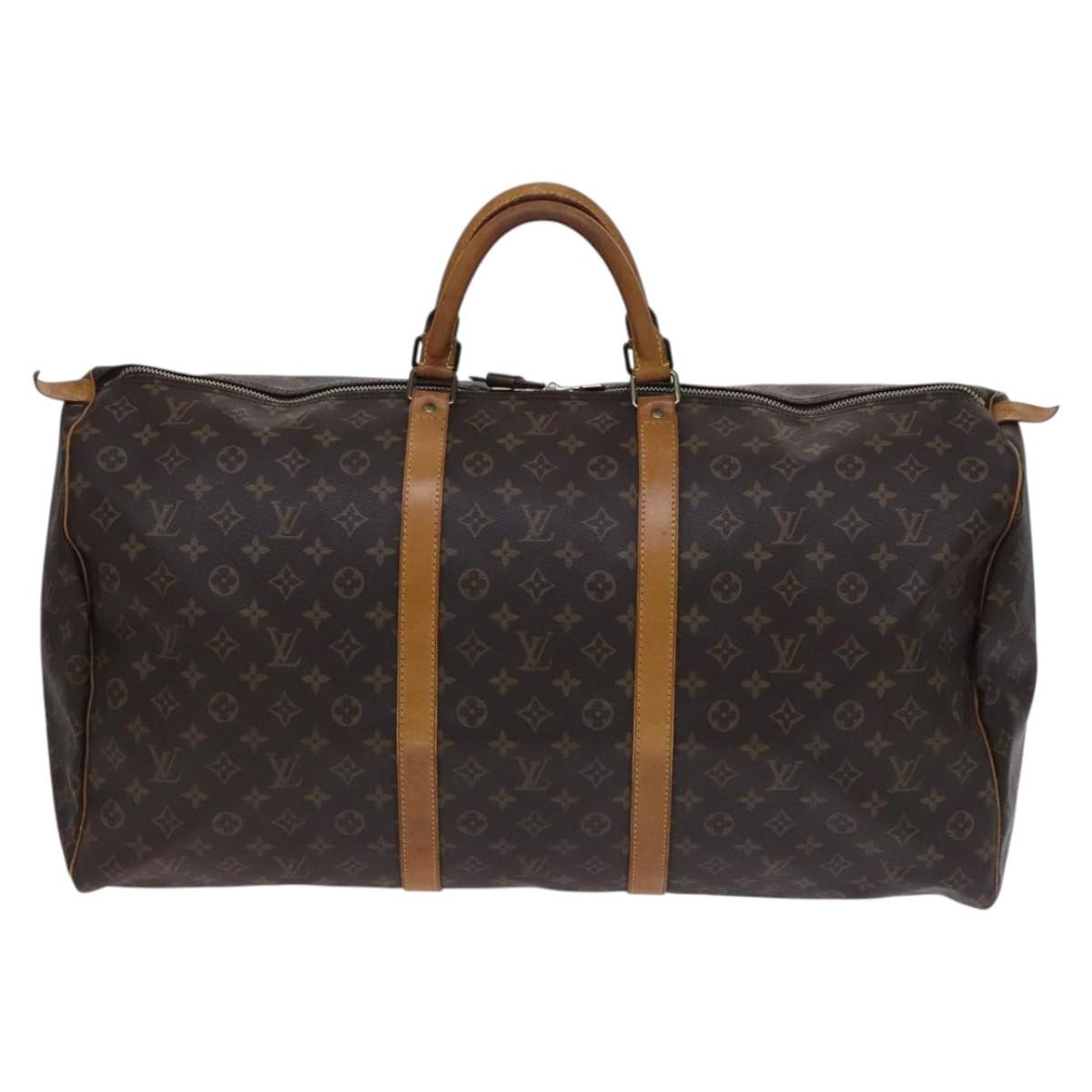 Louis Vuitton Keepall Bag Monogram Canvas, BROWN, CANVAS, Travel bag