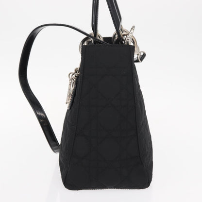 Christian Dior Vintage Lady Dior Bag Cannage Quilt Nylon, BLACK, NYLON, Handbag