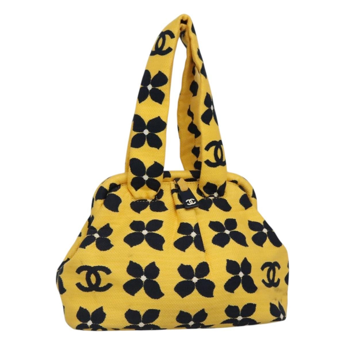 Chanel Vintage Frame Shoulder Bag Printed Canvas, YELLOW, CANVAS, Shoulder bag