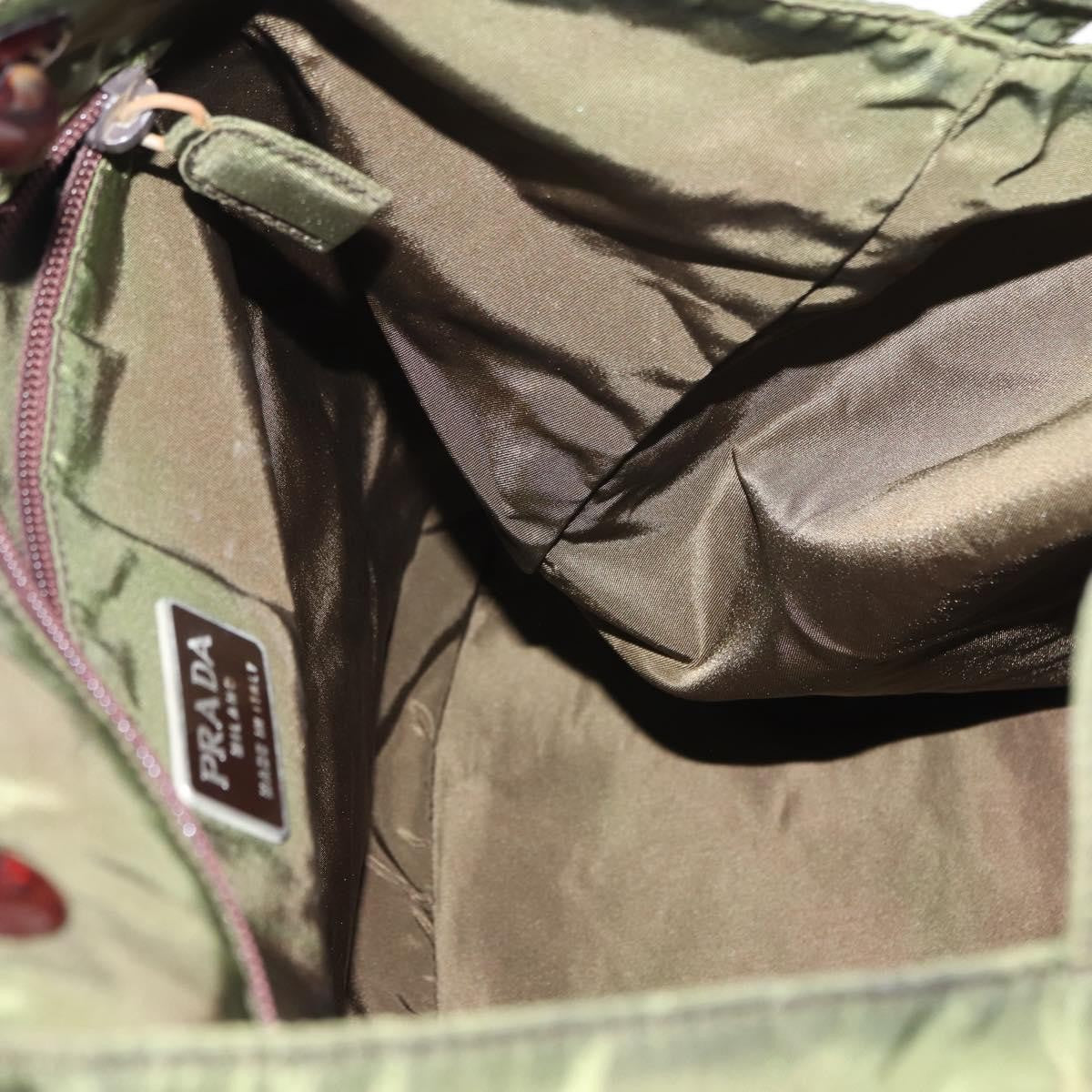 Prada Resin Handle Tote Tessuto, Khaki, Nylon, Tote Bag