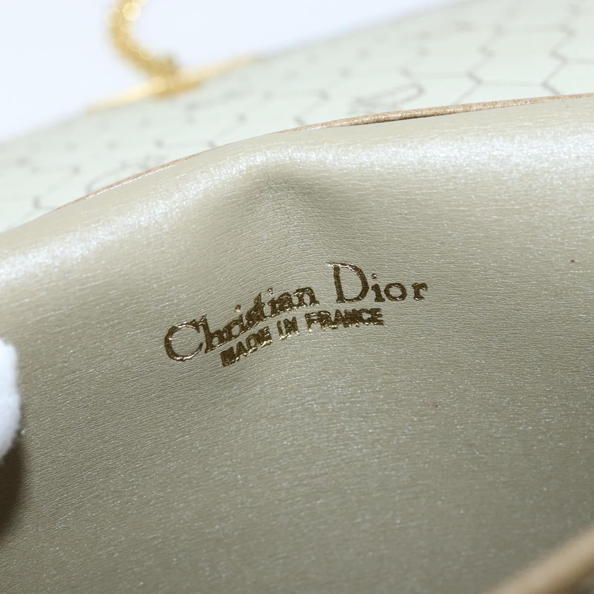 Christian Dior Vintage Chain Flap Shoulder Bag Leather, BEIGE, LEATHER, Shoulder bag