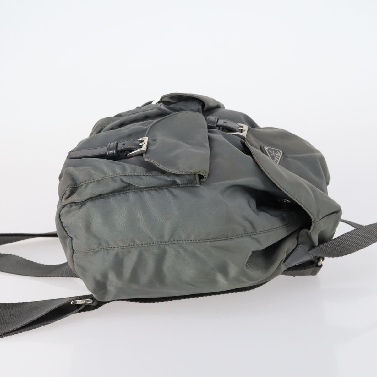 Prada Double Front Pocket Backpack Tessuto, Gray, Nylon, Backpack