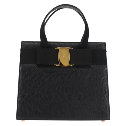 Salvatore Ferragamo Convertible Vara Bow Tote Leather, BLACK, LEATHER, Tote bag