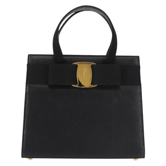 Salvatore Ferragamo Convertible Vara Bow Tote Leather, BLACK, LEATHER, Tote bag