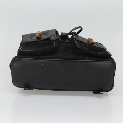 Gucci Vintage Bamboo Backpack Suede and Leather, Black, Suede, Backpack